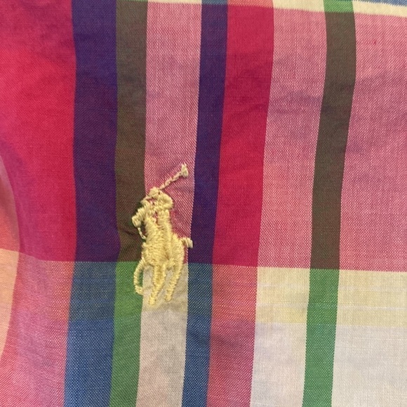 Ralph Lauren Plaid men’s button up shirt size large pastel colors preppy - Picture 10 of 12